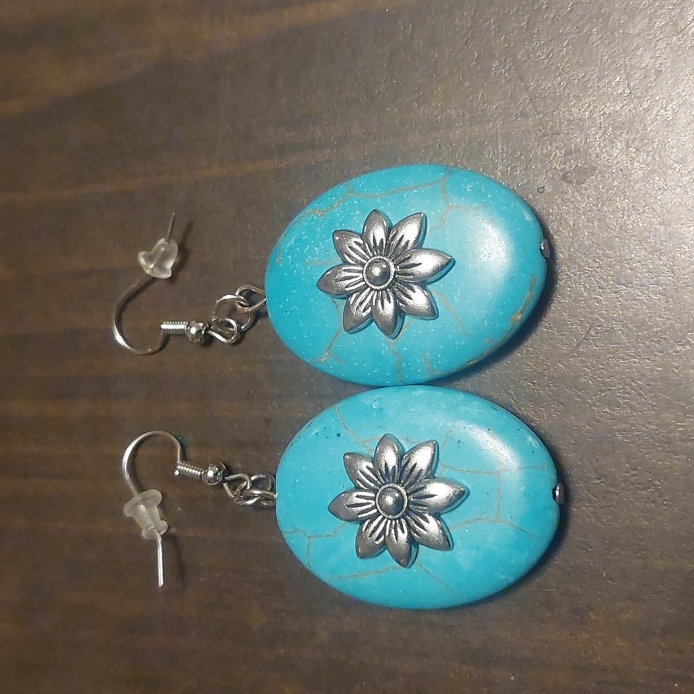 Turquoise and silver earrings